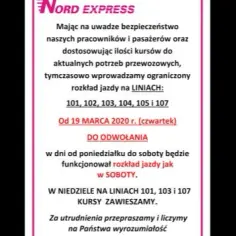Rozkład jazdy nord 105 – sprawdź godziny odjazdów i zmiany w trasie