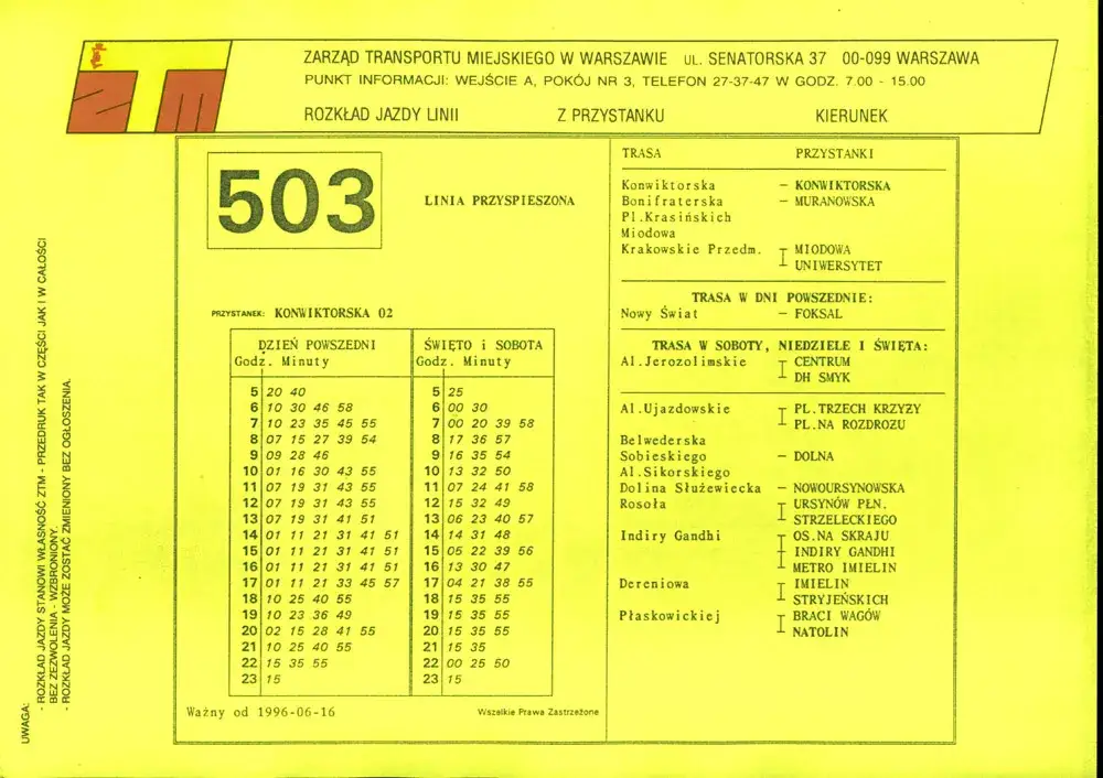 Zdjęcie Rozkład jazdy 503 – sprawdź, kiedy autobus kursuje w Twojej okolicy